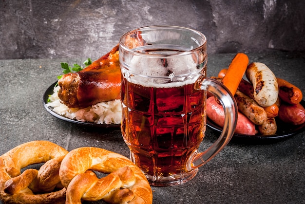 Photo selection of traditional oktober german food