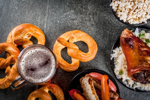 Selection of traditional Oktoberfest german food