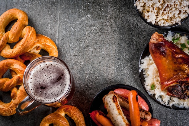 Selection of traditional Oktoberfest german food