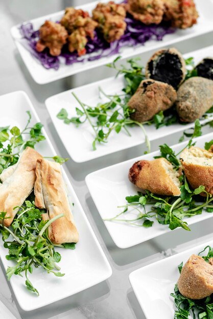 selection of traditional portuguese tapas snacks on table