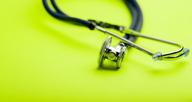 Selective focus of blue stethoscope