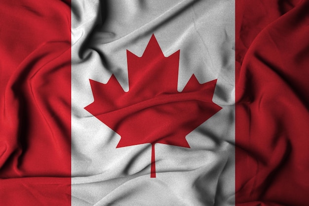 selective focus, Canadian flag waving on silk. 3D illustration