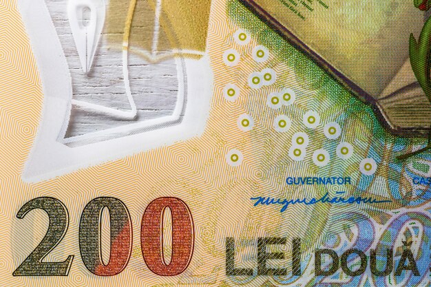 ロマニアの LEI 紙幣のマクロ詳細は世界貨幣概念インフレと経済概念に焦点を当てています