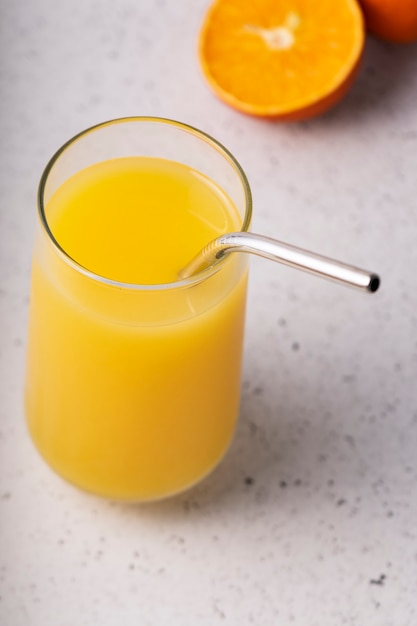 Selective focus, fresh orange juice