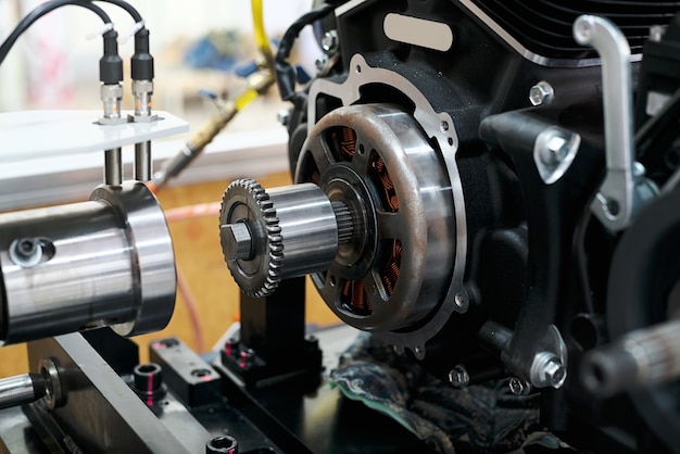 Selective focus Gears from a boxer motorcycle engine