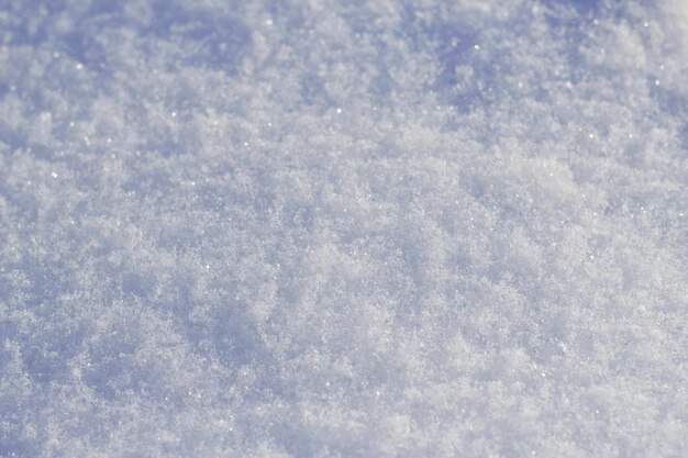 selective focus glittering snow background texture with close up