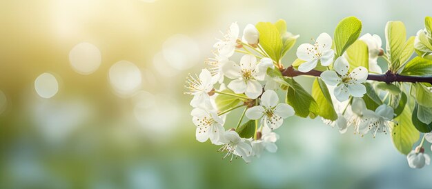 Selective focus high quality photo of an apple tree blooming against a blurred natural background