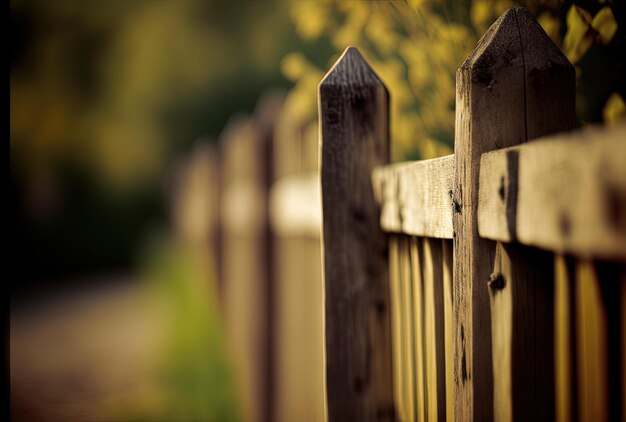Photo selective focus image of a wooden fence taken vertically