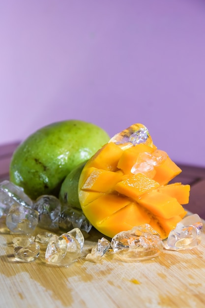 Selective focus of Malaysian or Asian favourite mango fruit called Mangga Harum Manis or Harumanis