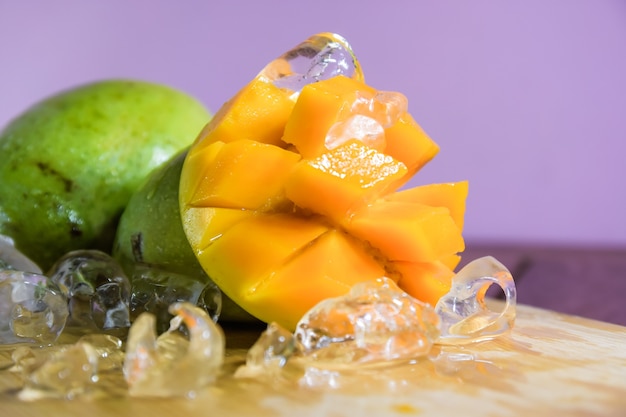 Selective focus of Malaysian or Asian favourite mango fruit called Mangga Harum Manis or Harumanis