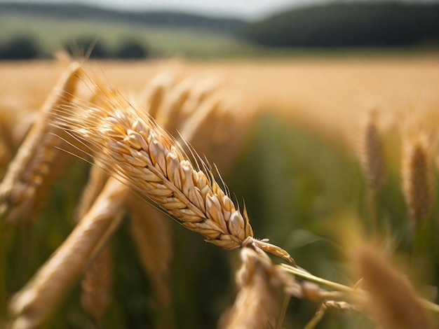 selective focus photography of ripe wheat spike in field