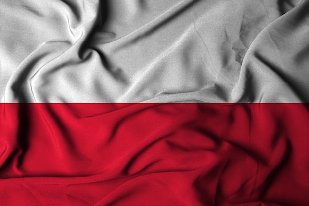 selective focus, poland flag waving on silk. 3D illustrations