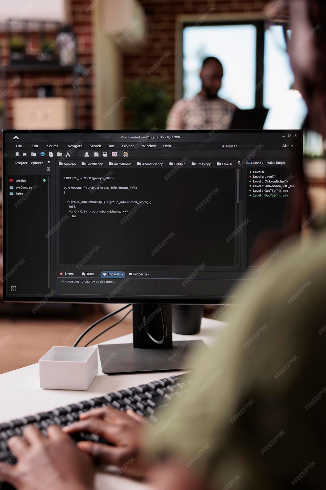 Premium Photo | Selective focus on programmer typing code on computer ...