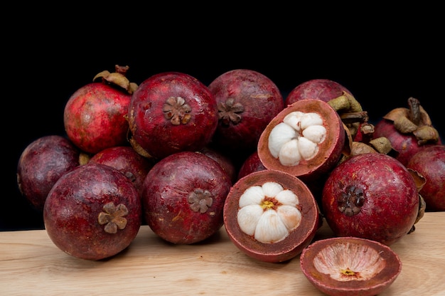 Selective focus of ripe mangosteen fruit tropical fruit