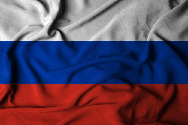 selective focus of russian flag with waving fabric texture wave cloth illustration