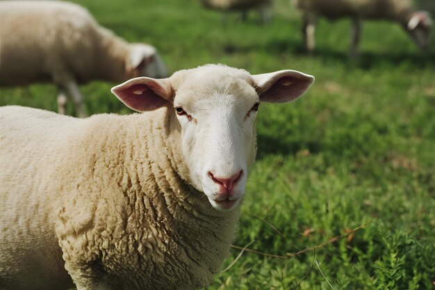 Selective focus on sheep in Thailand farm showcasing rural life