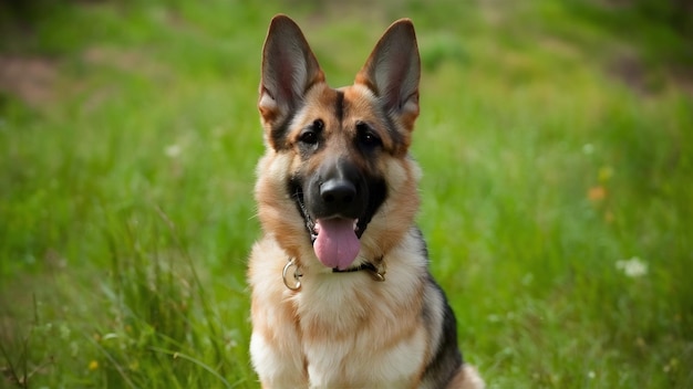 Selective focus shot of an adorable german shepherd outdoors during daylight