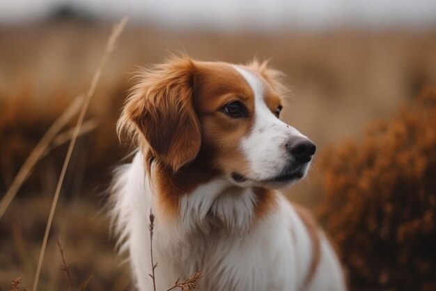 Photo selective focus shot of an adorable kooikerhondje dog in a field