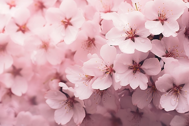 ピンクの桜の花にハチの選択的フォーカスショット