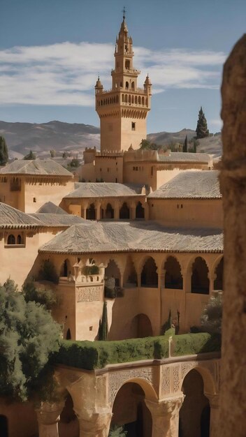 Selective focus shot of a carving of real alcazar spain