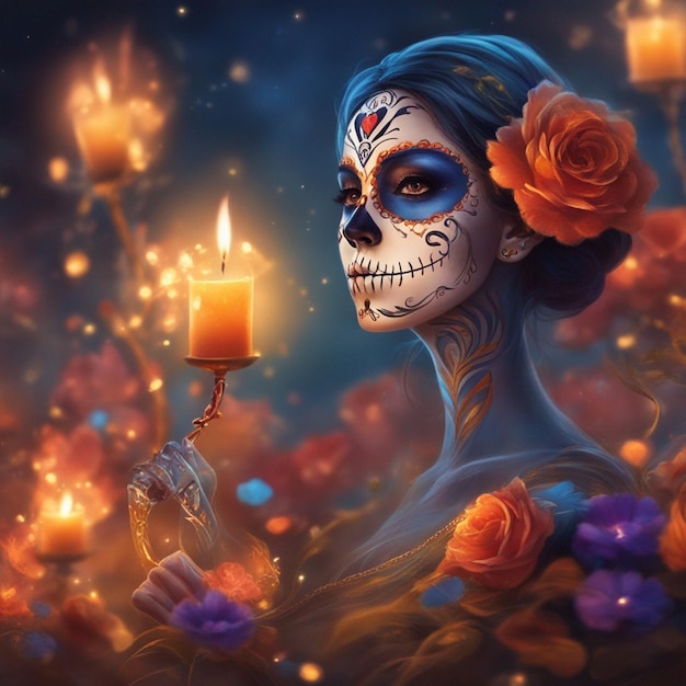 Selective focus shot of Day of the Dead at Night wallpaper