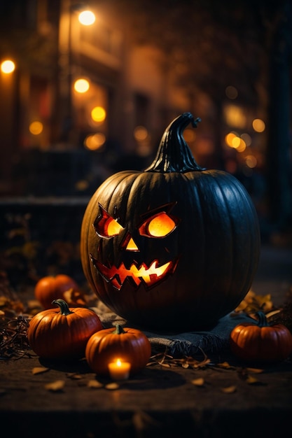 Selective focus shot of Halloween at night wallpaper graphic design