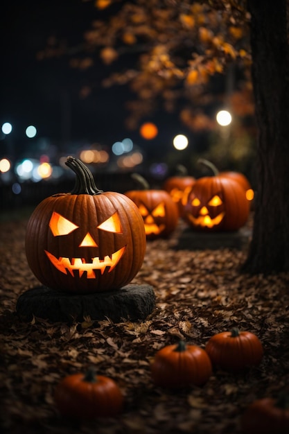 Selective focus shot of Halloween at night wallpaper graphic design