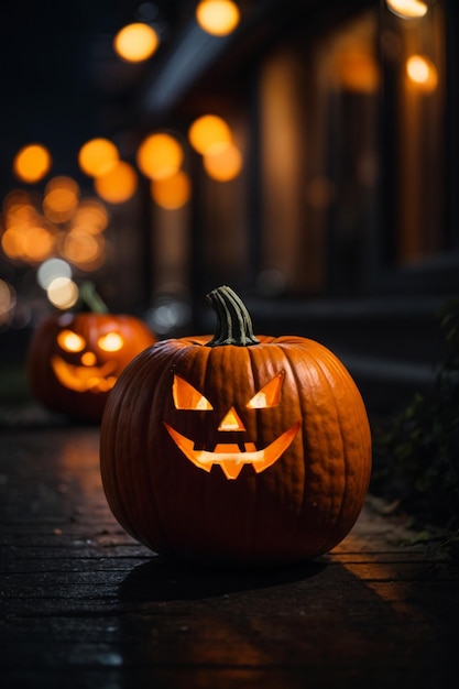 Selective focus shot of Halloween at night wallpaper graphic design