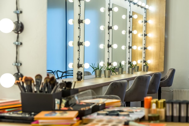 Selective focus shot of makeup tools