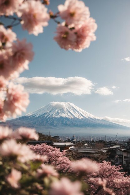 Selective focus shot of mount fuji at daytime wallpaper graphic design