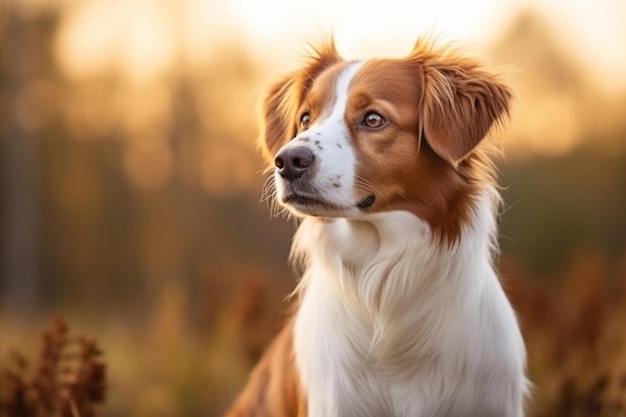 Фото Избирательный фокус на очаровательной собаке kooikerhondje
