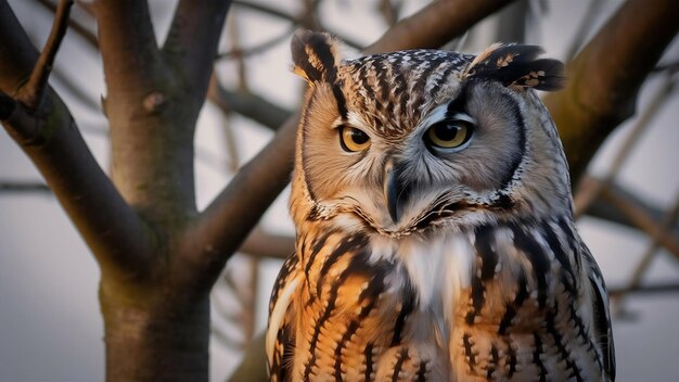 Selective focus shot of an owl