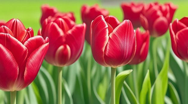 Выборный фокус красных тюльпановых цветов