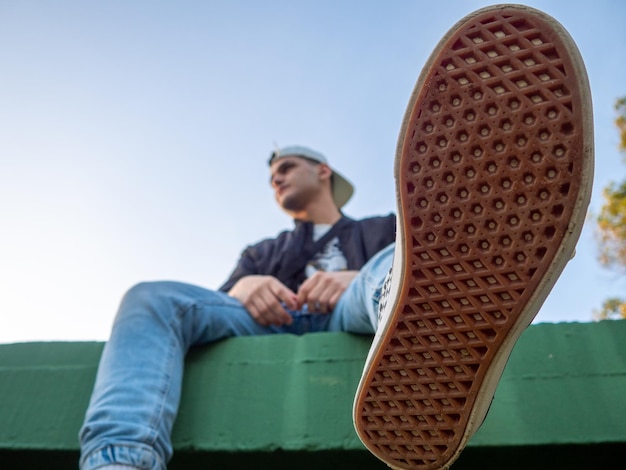 Selective focus shot of skate shoe sole