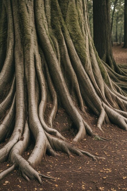 昼間の木の根の選択的な焦点撮影