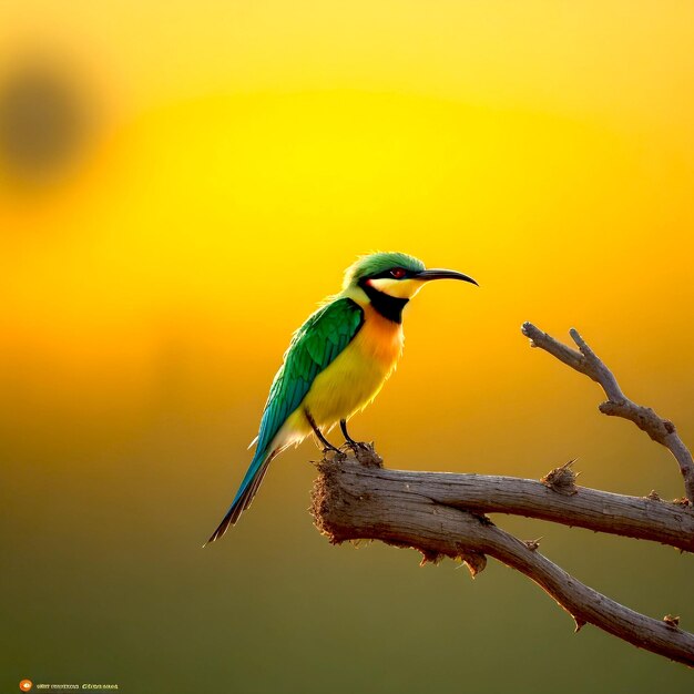 Photo selective focus shot of whitefronted beeeater perched on tree branch