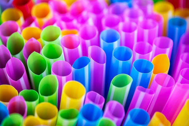 Selective focus straws drinking background colourful full 