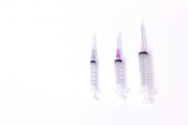 Selective focus syringe with white background