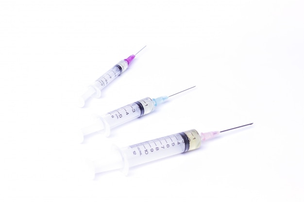 Selective focus syringe with white background