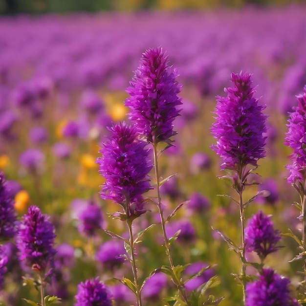 Photo selective focus texture of purple flowers field gardens autumn background