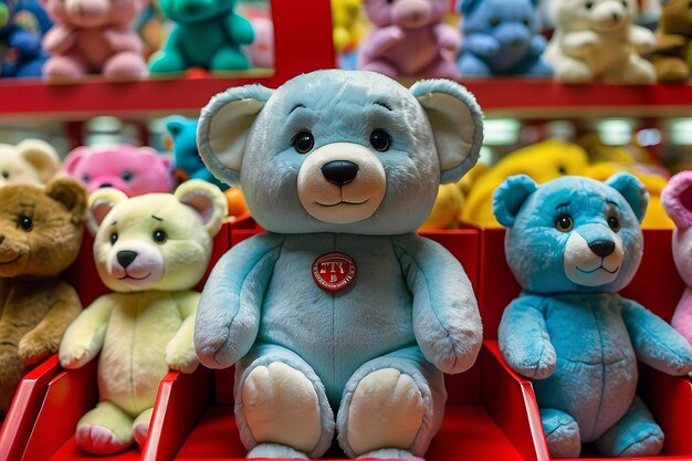 Foto vista selettiva di ty beanie babies al negozio di giocattoli locale è una linea di giocattolo di peluche creata dall'uomo d'affari americano h ty warner