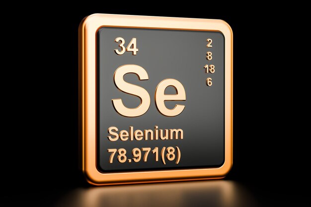 Selenium Se scheikundig element teken 3D-rendering