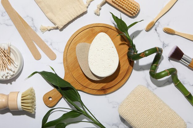 Self care concept bamboo accessories for self care