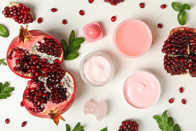 Self care and skincare products concept pomegranate cosmetics