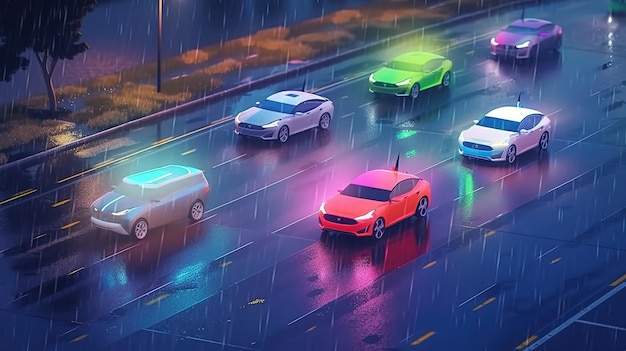 Self driving autonomous car driving in bad weather Generative Ai