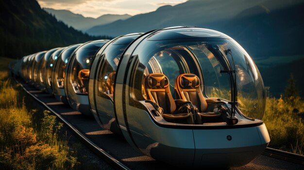 Photo self driving pods gliding repeating pattern