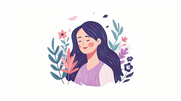 Photo self esteem concept illustration with nature elements for psychological awareness