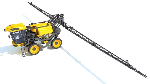 Photo self propelled farm sprayer 3d rendering on white background