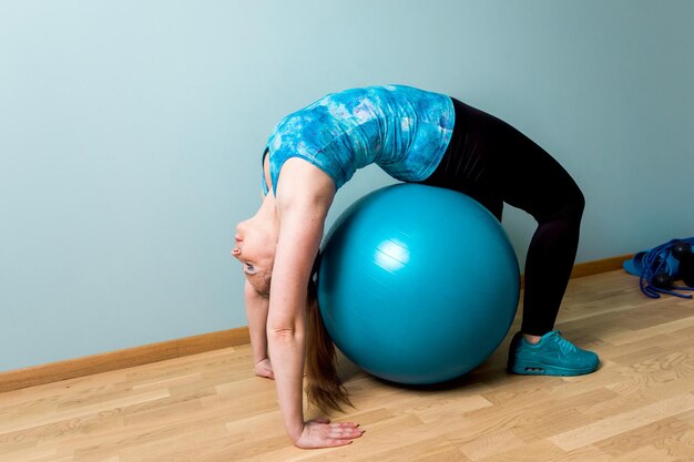 Self relaxation time at home on blue fitball