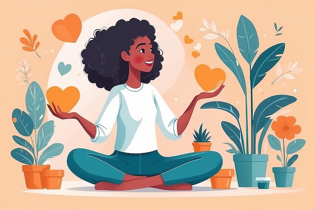 SelfCare as SelfLove Characters Nurture in Flat Vector Illustration